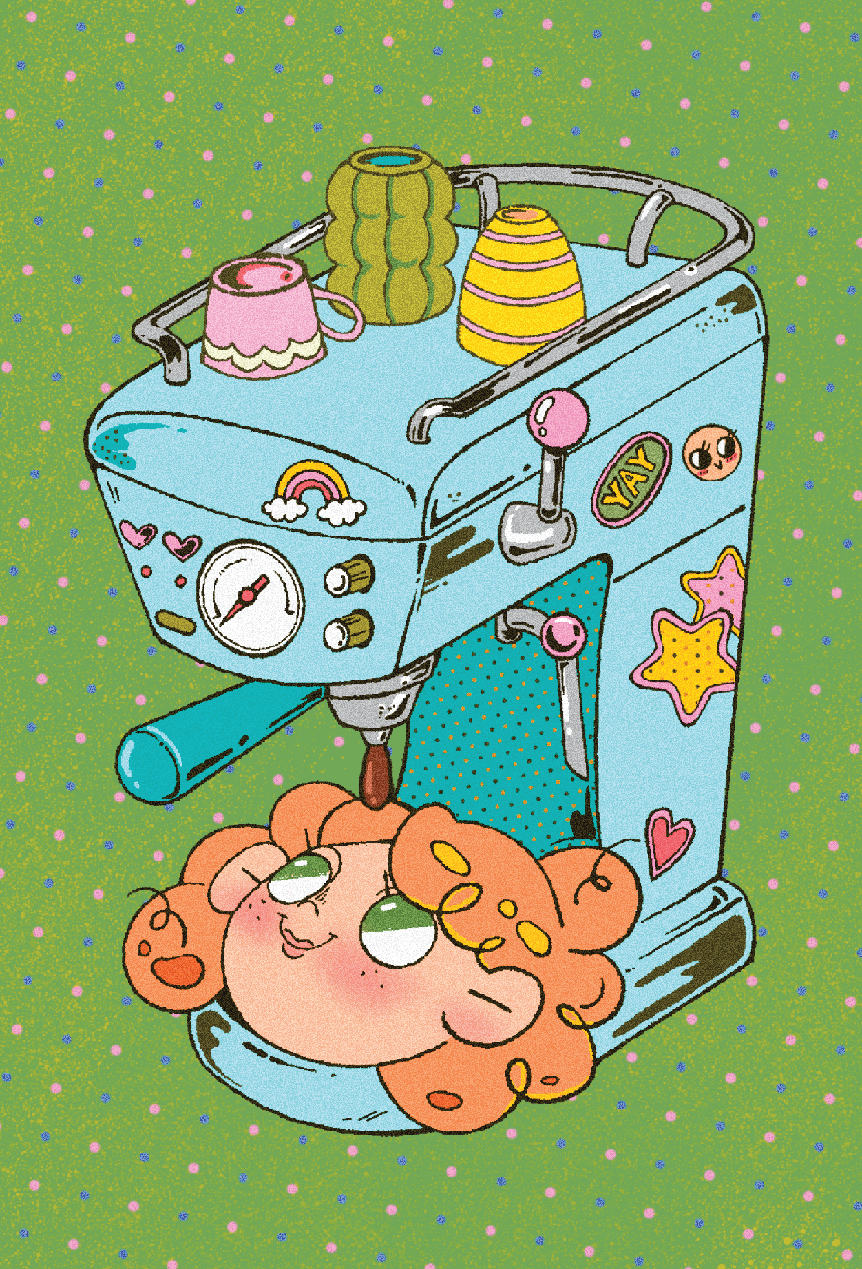 Coffee Machine Girl Post Card